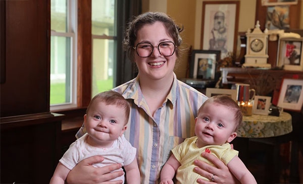 Cardiology patient with her twins