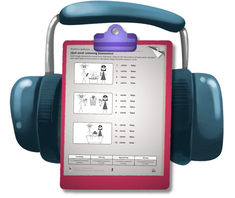 Listening assessment activity from the ¡Qué asco! lesson plan