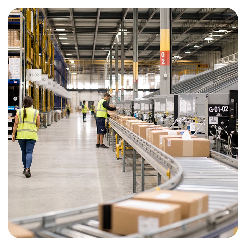 Warehouse conveyor line