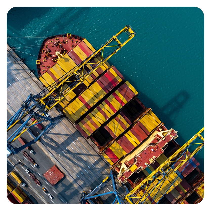 Container ship at port
