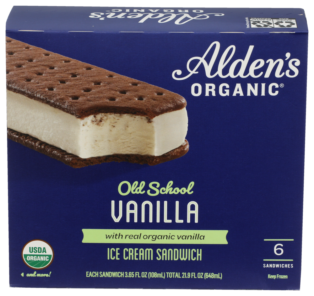 Alden's Organic vanilla ice cream sandwiches